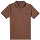 Fred Perry Men's Original Twin Tipped Polo Shirt in Brick/Black