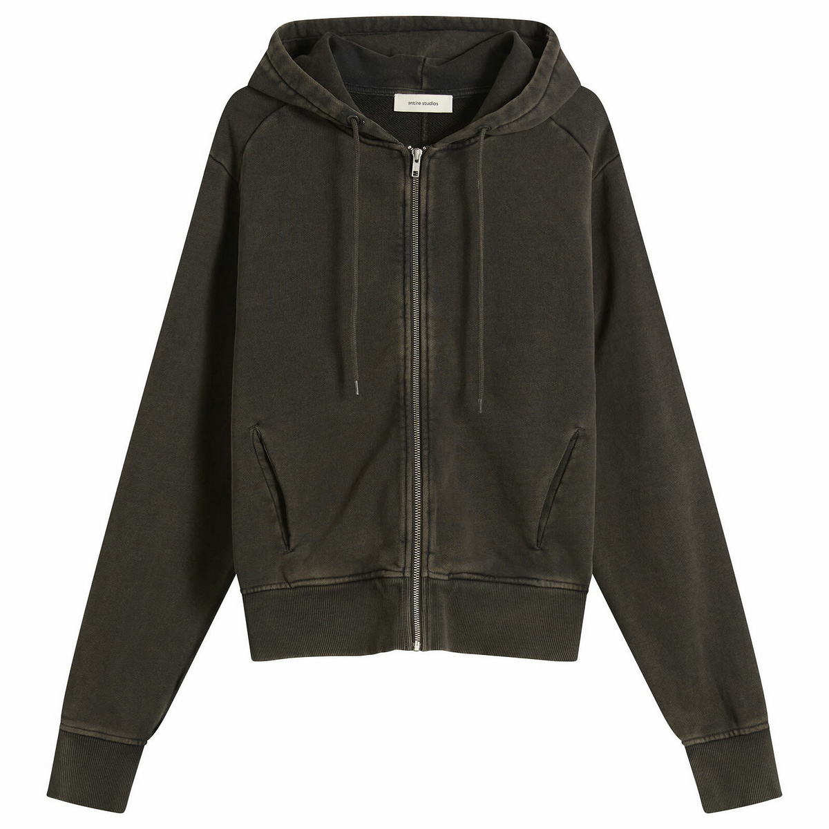 トップス entire studios foodie Entire Studios Gray Cropped Full Zip Hoodie Entire Studios