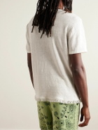 Alanui - Logo-Embroidered Fringed Linen-Jersey T-Shirt - Neutrals
