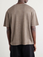 The Elder Statesman - Lenny Wool, Silk and Linen-Blend T-Shirt - Brown