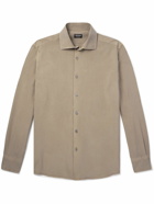 Zegna - Garment-Dyed Silk Shirt - Brown