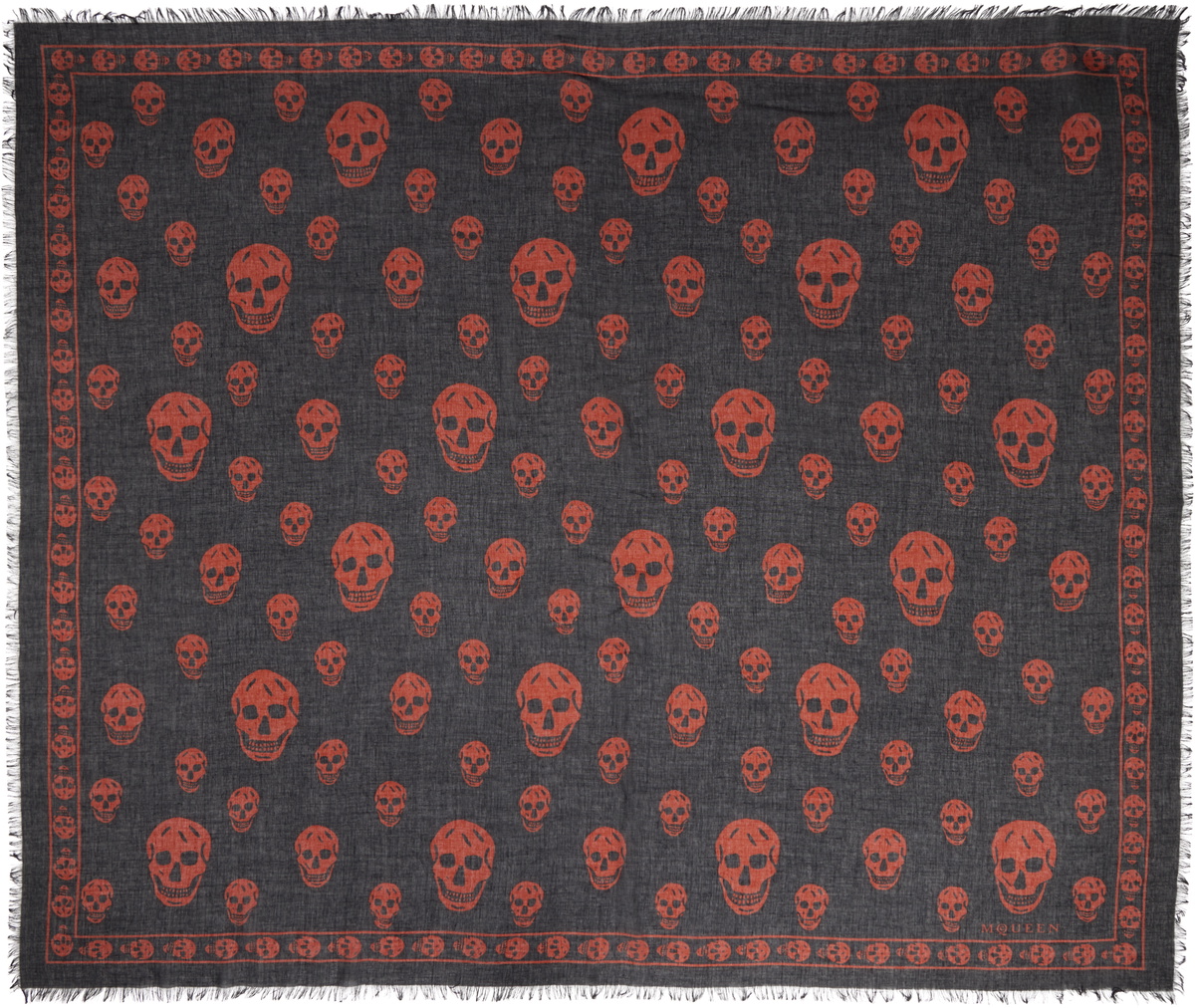 Alexander McQueen Red and White Skull Scarf Alexander McQueen