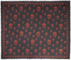 McQueen Black & Red CA Skull Scarf