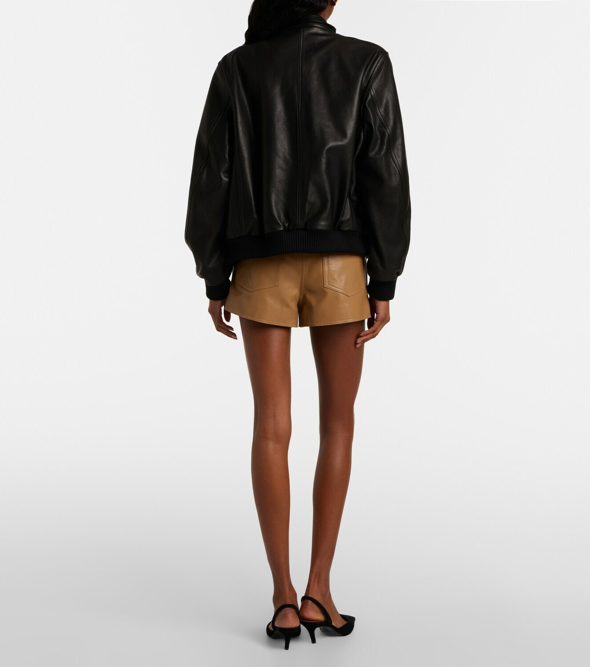 Nour Hammour Leontine leather shorts