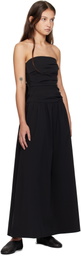 St. Agni Black Gathered Strapless Tie Back Maxi Dress