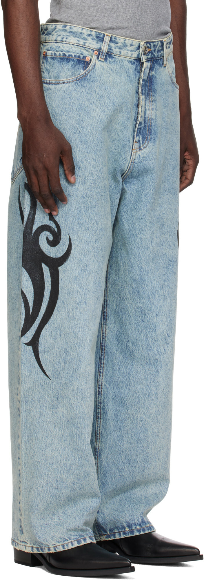 VETEMENTS Blue Graffiti Baggy Jeans