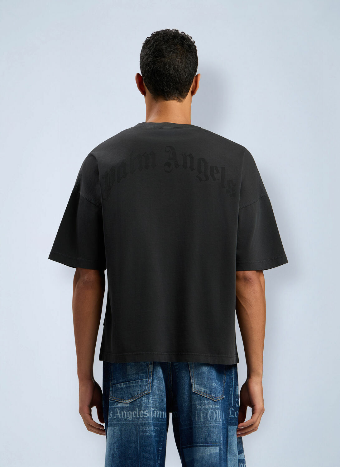 Palm Angels Curved Logo Loose Collar T-Shirt