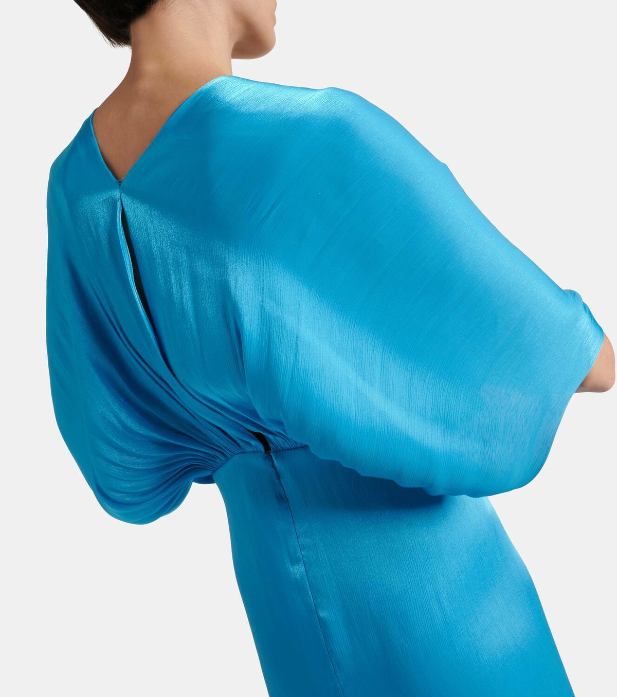 Costarellos Roanna draped lamé georgette gown