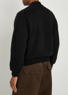 Vowels Fine-knit Wool Bomber Jacket Black