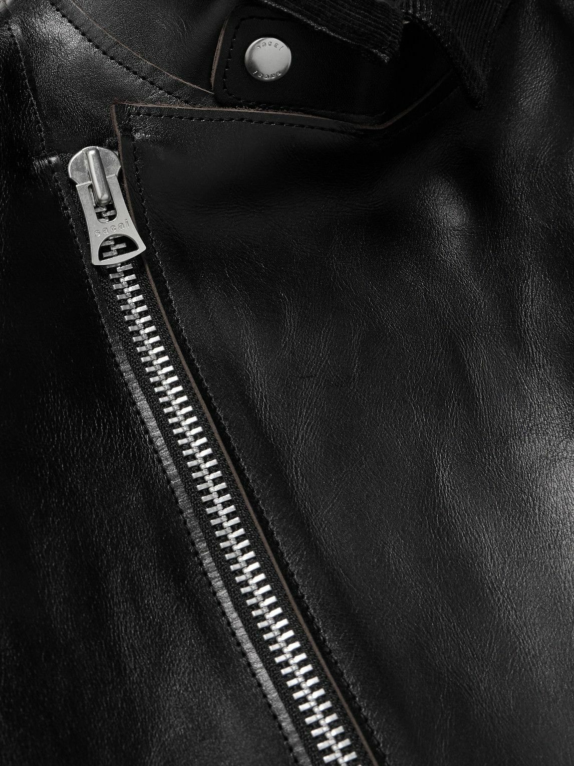 Sacai - Carhartt WIP Cotton Corduroy-Trimmed Leather Jacket - Black