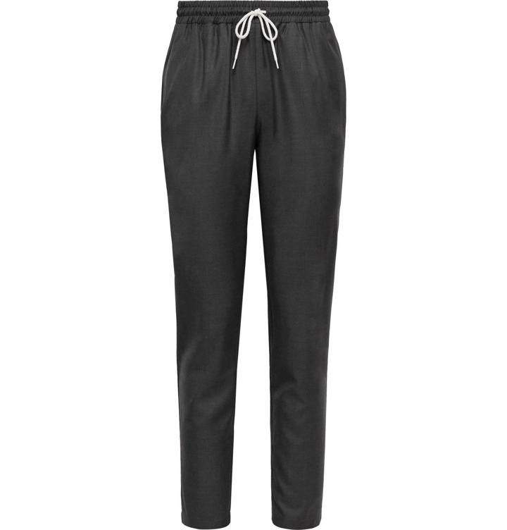 Photo: DE BONNE FACTURE - Tapered Wool-Twill Drawstring Trousers - Gray