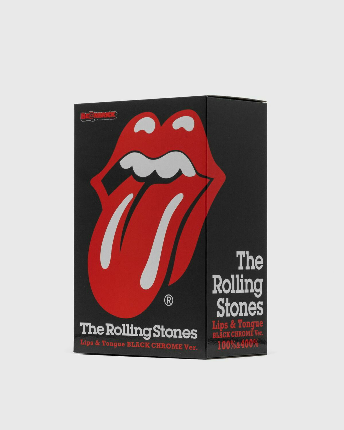 Medicom Bearbrick 400% The Rolling Stones Logo Black Chrome