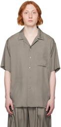 stein Khaki Oversized Open Collar Shirt