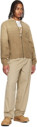 Dime Beige Mohair Double Zip Knit Sweater