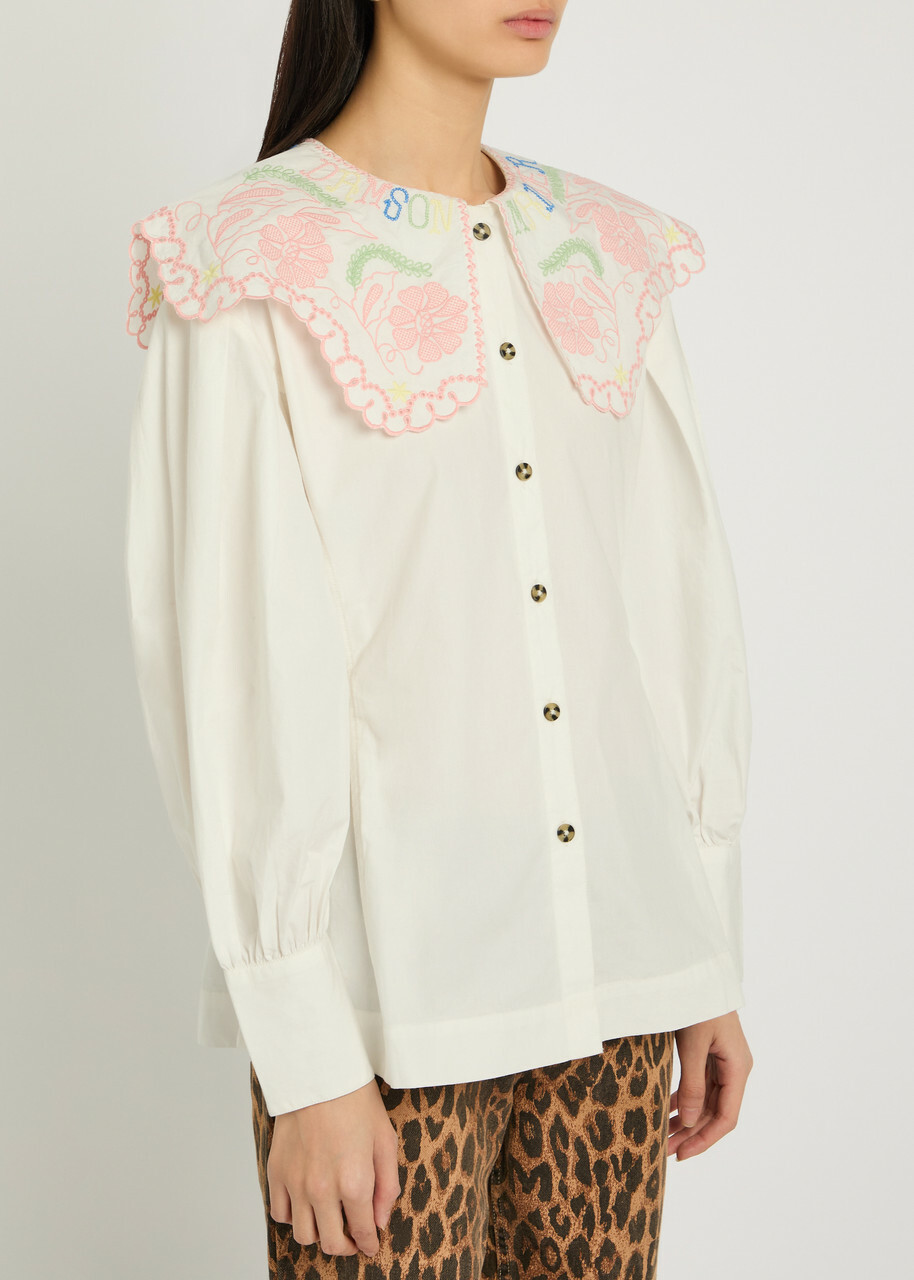Damson Madder Valentina Embroidered Cotton-poplin Blouse White