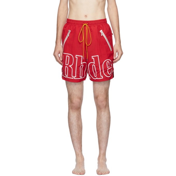 Photo: Rhude Red Logo Swim Shorts