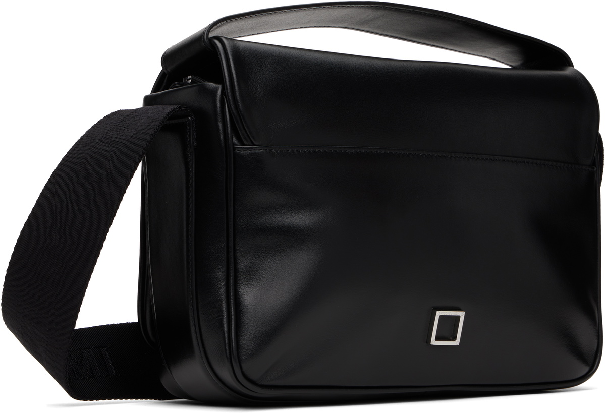 WOOYOUNGMI Black Logo Leather Messenger Bag