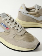 Autry - Reelwind Low Cracked-Leather Trimmed Suede and Shell Sneakers - Brown