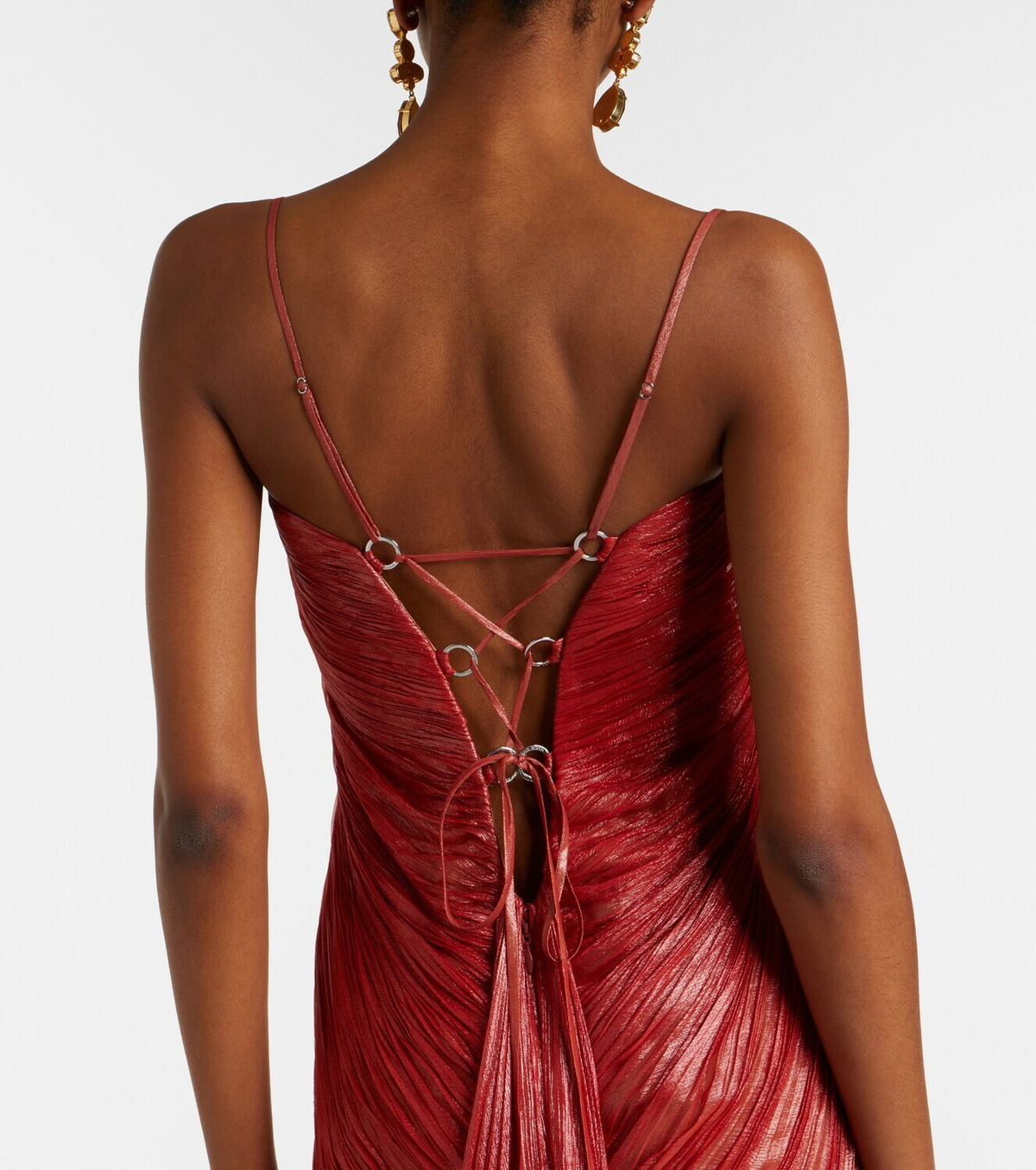 Maria Lucia Hohan Victoria pleated silk muslin bustier gown