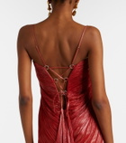 Maria Lucia Hohan Victoria pleated silk muslin bustier gown