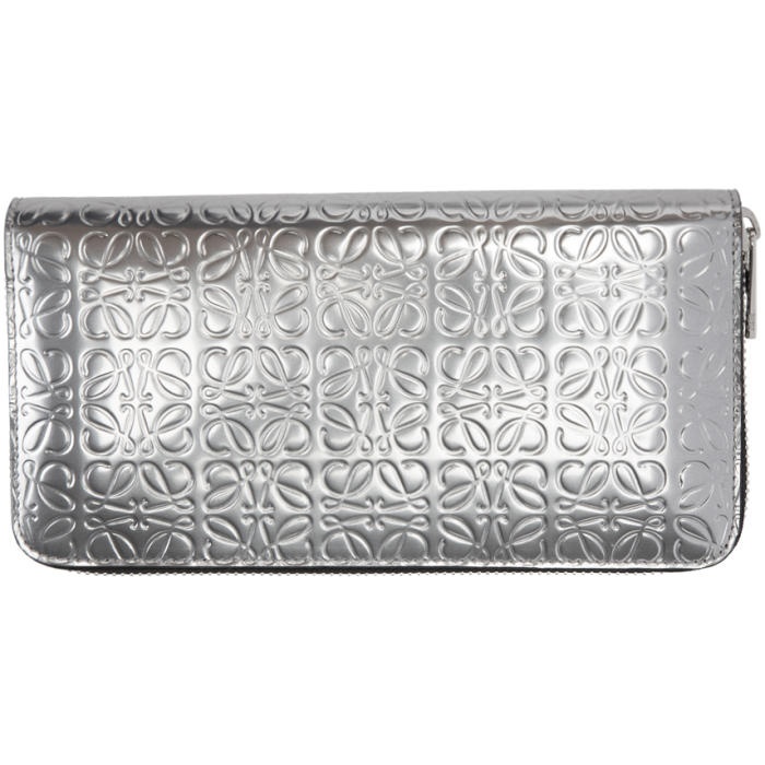Photo: Loewe Silver Large Anagram Zip Around Wallet 