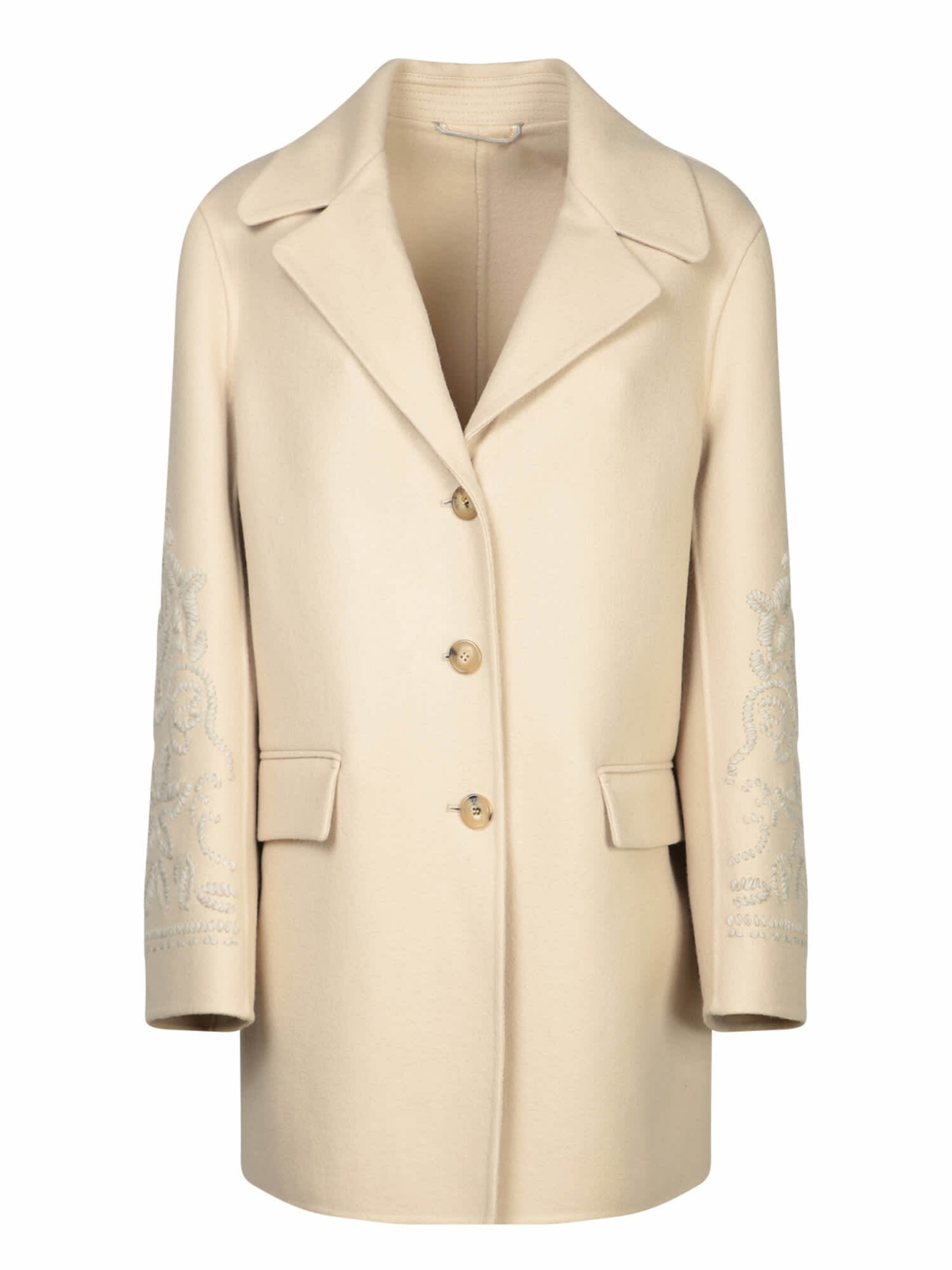 コート ERMANNO SCERVINO Ermanno Scervino Shearling Coat Ermanno Scervino Shearling-trim Single-breasted Coat In