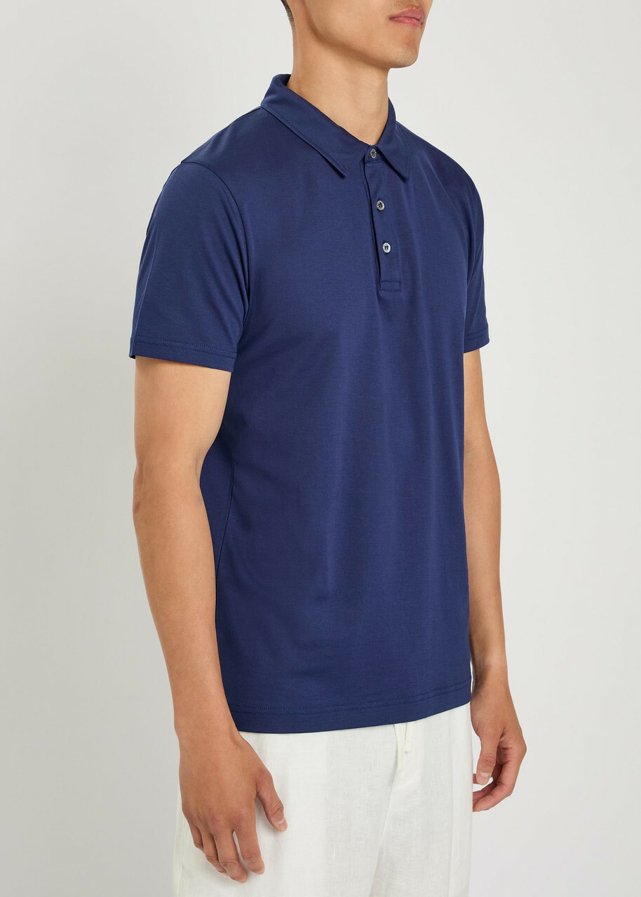 Sunspel Cotton-jersey Polo Shirt Dark Blue