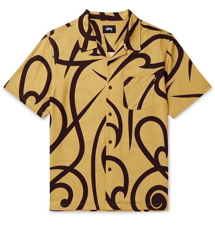 Photo: Stüssy - Camp-Collar Printed Voile Shirt - Yellow
