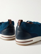 Loro Piana - 360 Flexy Walk Leather-Trimmed Knitted Wool Sneakers - Blue