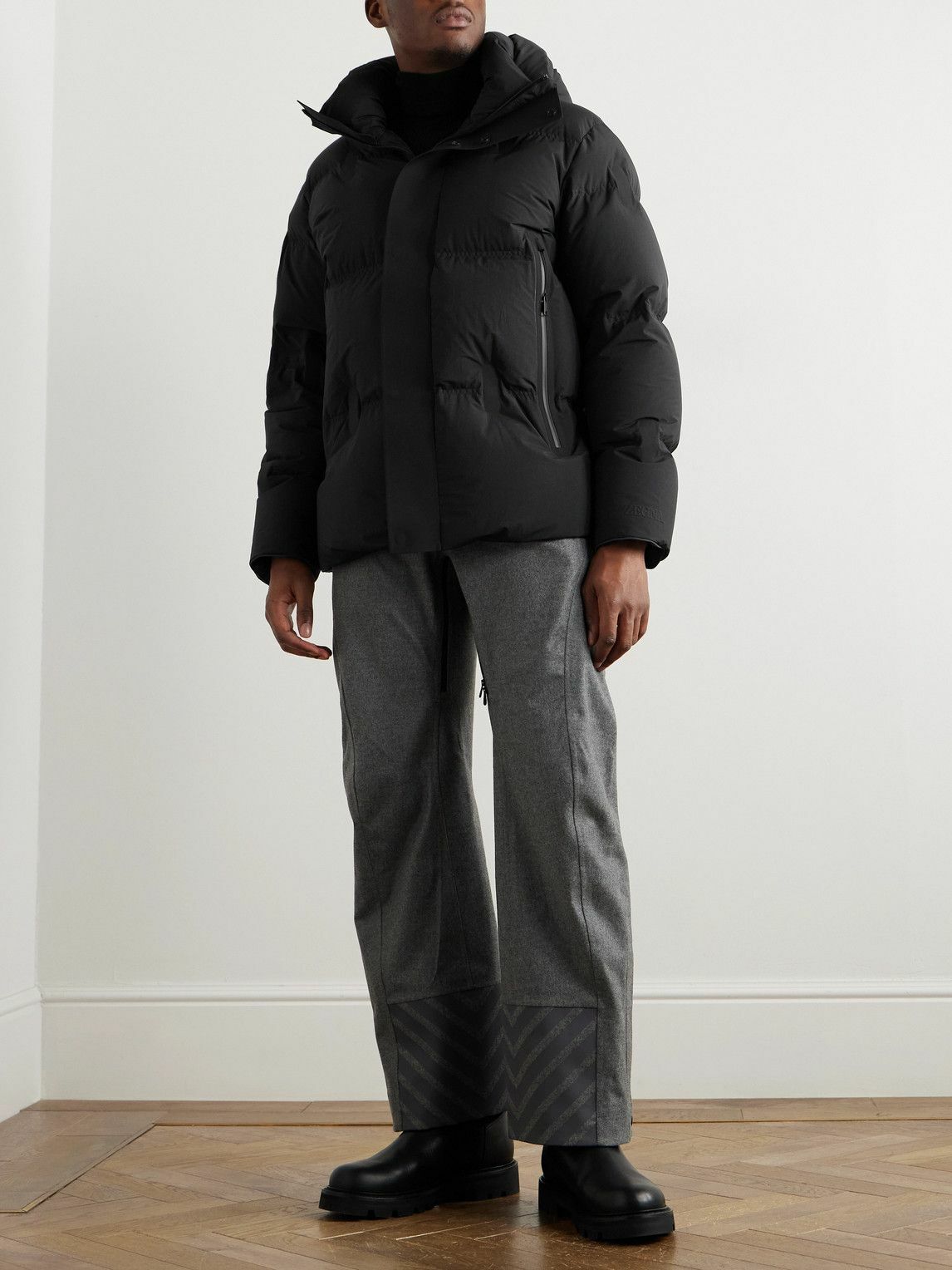 Zegna - Quilted Nylon Hooded Down Ski Jacket - Black Zegna