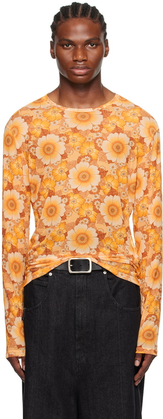 Photo: LU'U DAN Orange Floral Long Sleeve T-Shirt