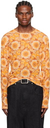 LU'U DAN Orange Floral Long Sleeve T-Shirt