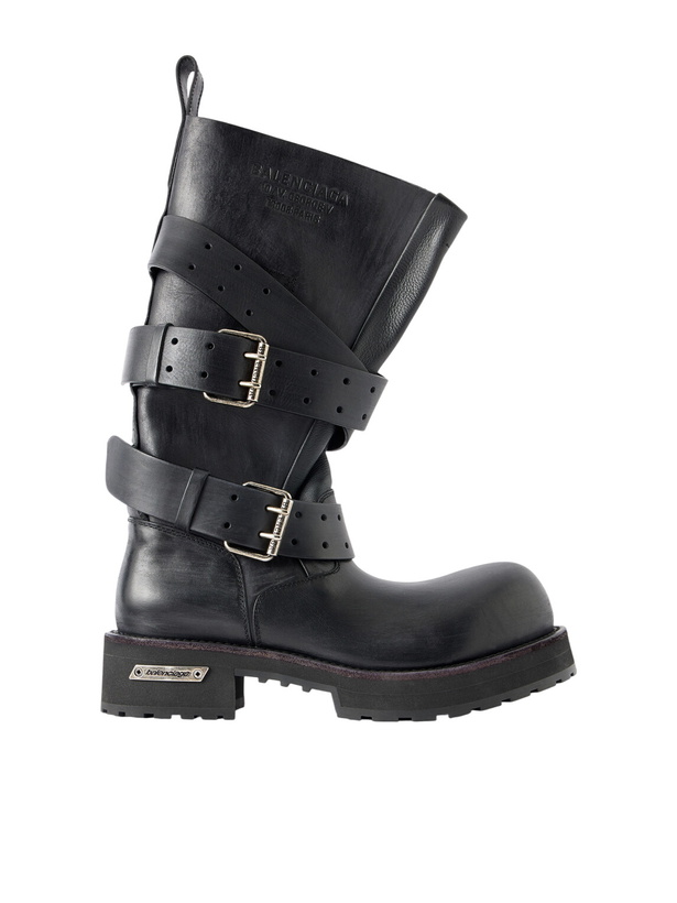 Photo: Balenciaga - Venom Buckled Leather Boots - Black