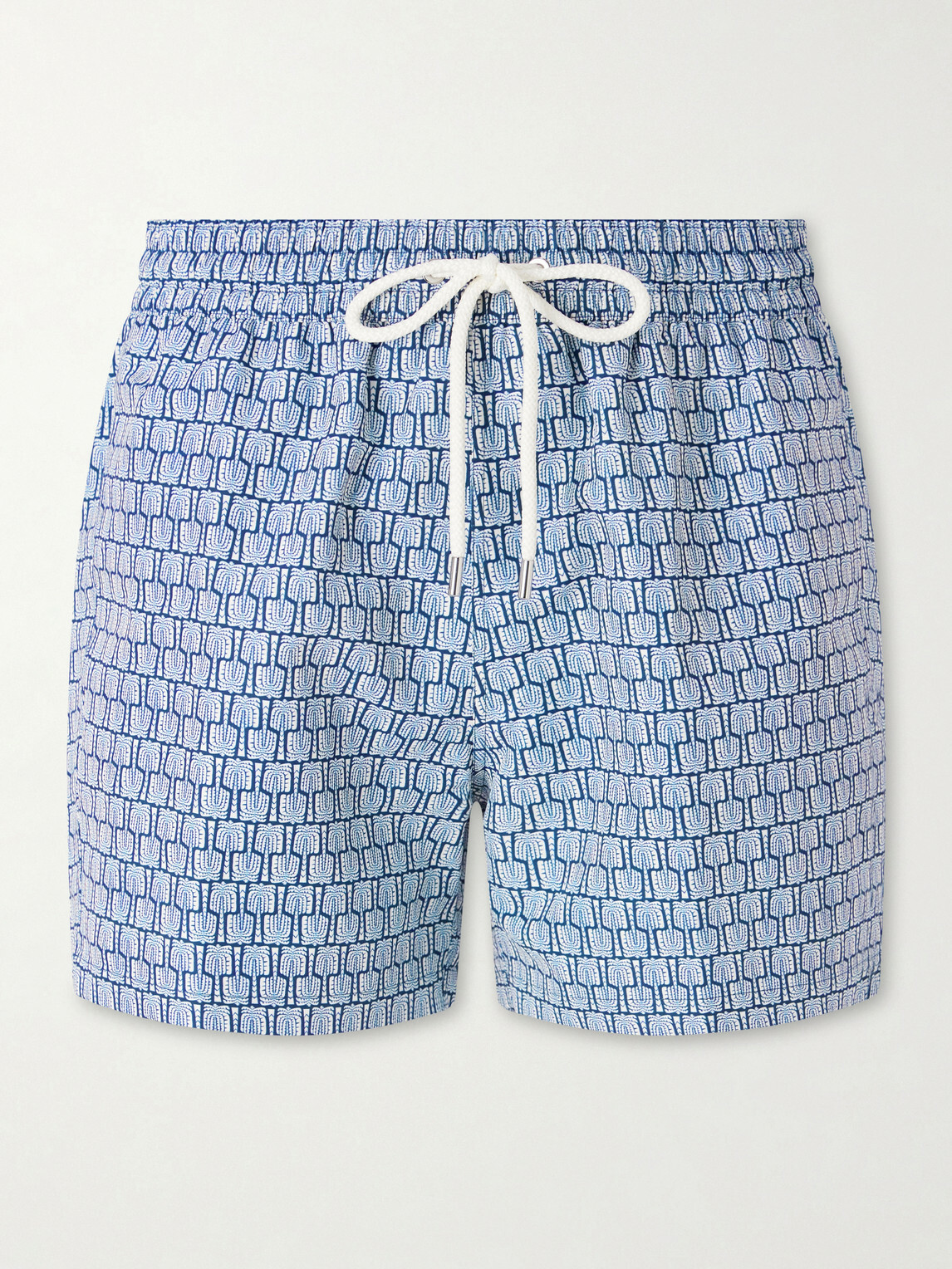 Frescobol Carioca - Rio Straight-Leg Mid-Length Printed Recycled Swim Shorts - Blue