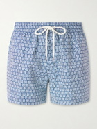 Frescobol Carioca - Rio Straight-Leg Mid-Length Printed Recycled Swim Shorts - Blue