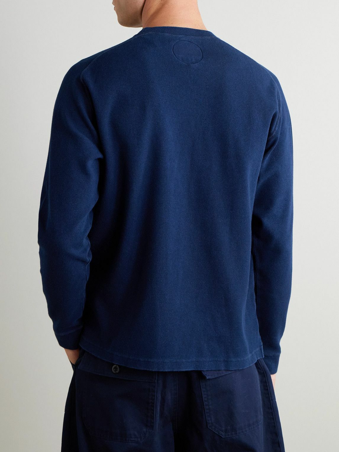 Blue Blue Japan - Indigo-Dyed Ribbed Stretch-Cotton Jersey Sweatshirt - Blue