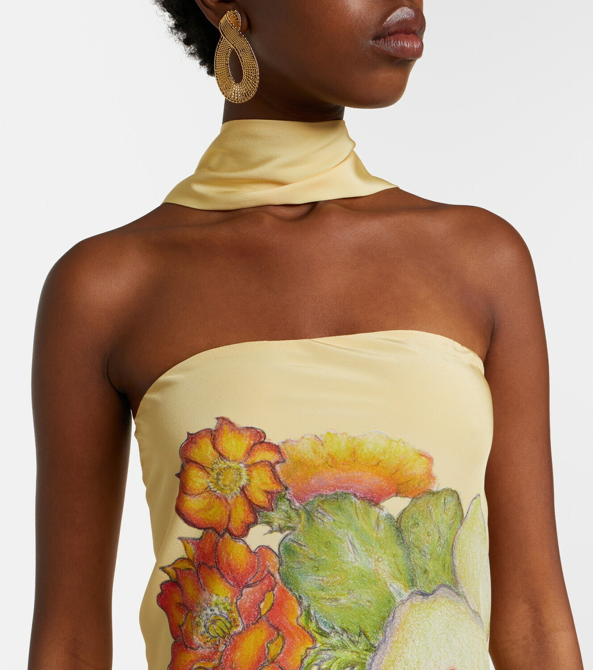Rodarte Scarf-detail floral silk crêpe gown