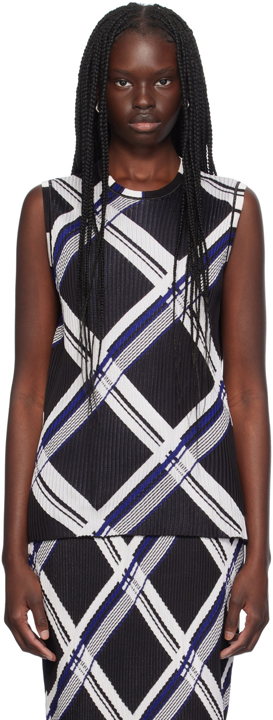 Burberry Black Silk Check Tank Top