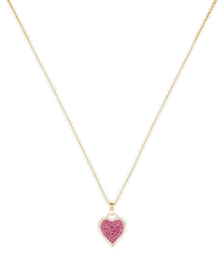 Photo: Robinson Pelham Fortune 14kt gold heart necklace with rubies and diamonds