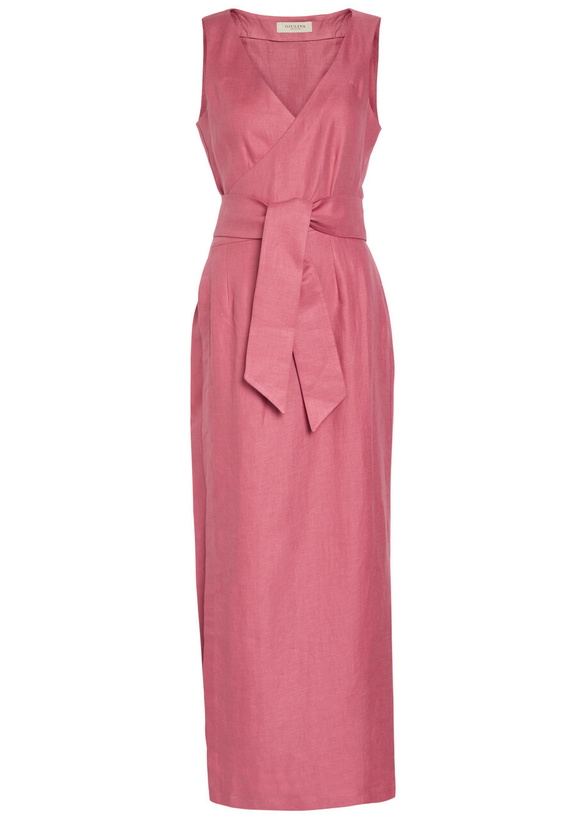 Photo: Giuliva Heritage Lyra Linen Maxi Wrap Dress Pink