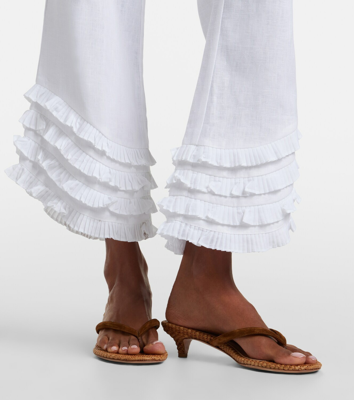 Posse Florence ruffled linen wide-leg pants