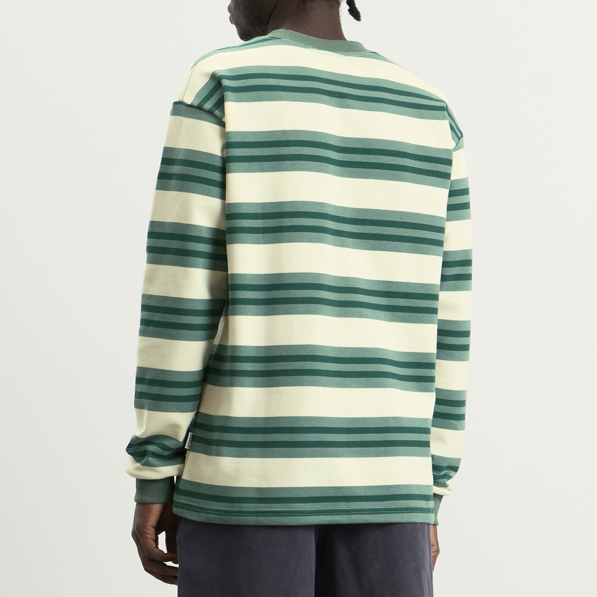 Bound Men's Eucalyptus Stripe Long Sleeve T-Shirt in Green Stripe
