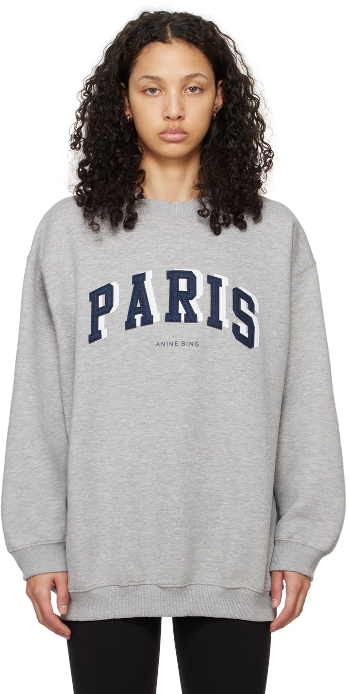 ANINE BING Gray Tyler 'Paris' Sweatshirt ANINE BING