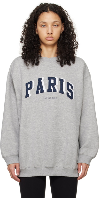 Photo: ANINE BING Gray Tyler 'Paris' Sweatshirt