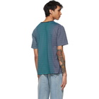 Saint Laurent Blue Tie-Dye Stripe Monogramme T-Shirt