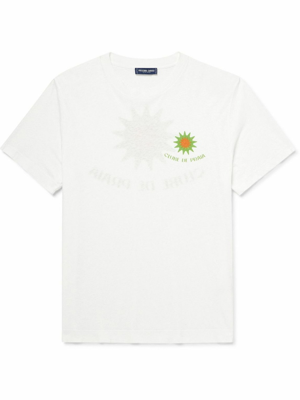 Photo: Frescobol Carioca - Dinis Clube de Praia Printed Cotton and Linen-Blend Jersey T-Shirt - White