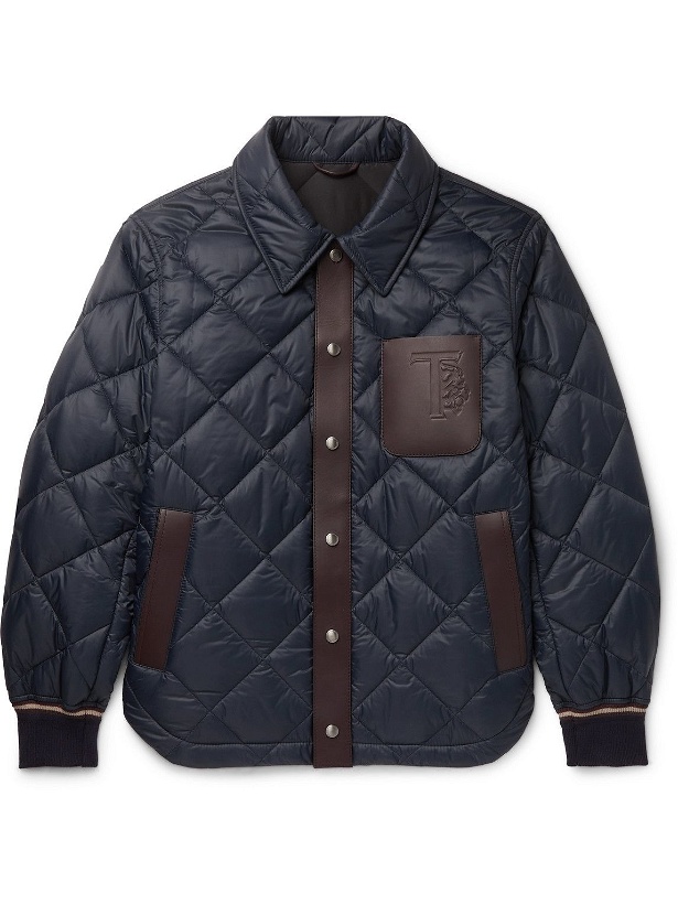 Photo: Tod's - Leather-Trimmed Padded Quilted Shell Jacket - Blue