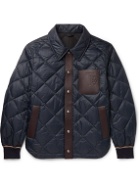 Tod's - Leather-Trimmed Padded Quilted Shell Jacket - Blue