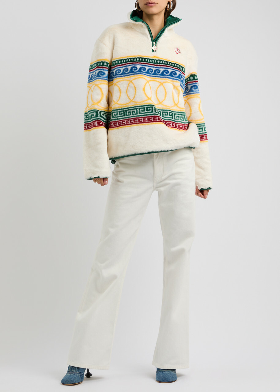 Casablanca Les Anneaux Printed Faux fur Sweatshirt Multicoloured