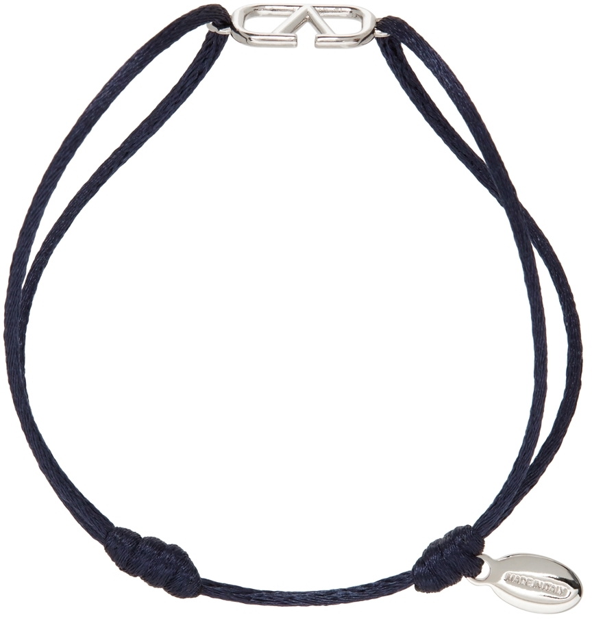 Valentino Garavani Navy Cord VLogo Bracelet
